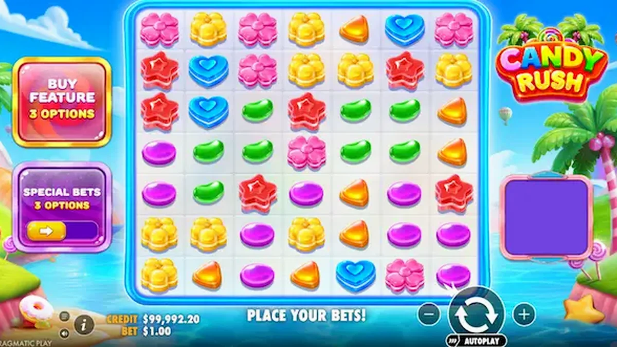 Candy Rush স্লট গেমের রঙিন ইন্টারফেস
